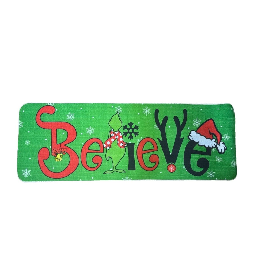 Grinch Believe Christmas Indoor Kitchen Rug Mat Decoration 16"x46"